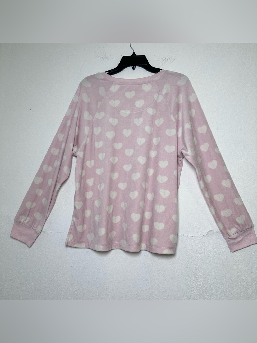 kate spade New York Light Pink Heart-Print Long-Sleeve Pajama Top in Size XL - Picture 3 of 11